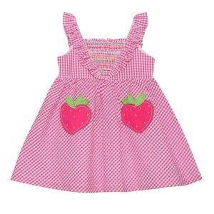 Strawberry Patch Seersucker Smocked Sundress Dress